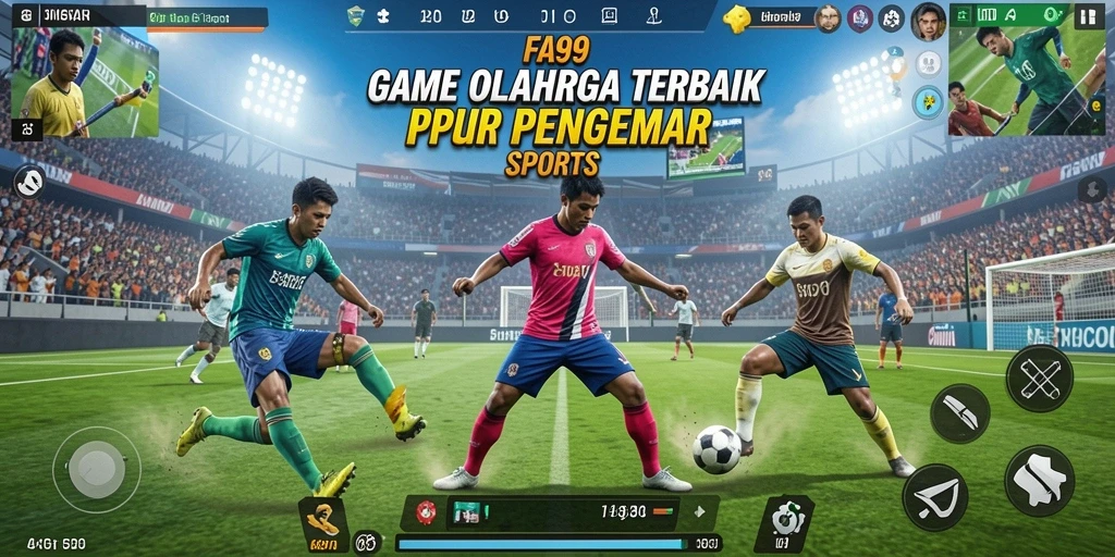 Tampilan gameplay FA99 yang intens dan penuh aksi olahraga.