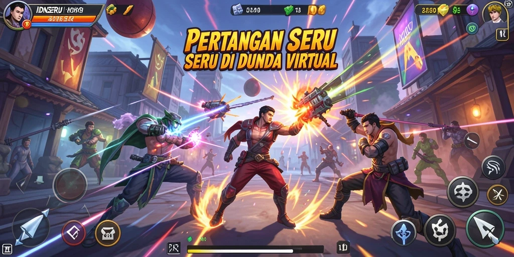 Tampilan gameplay seru dan dinamis dalam IDNSERU yang menampilkan pertarungan karakter.