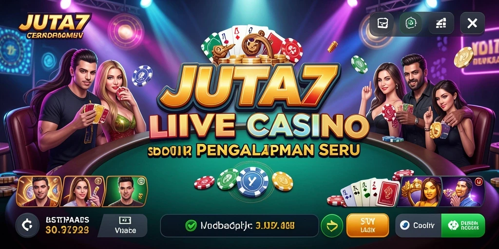 Screenshot gameplay JUTA7 menampilkan suasana Live Casino yang realistik.
