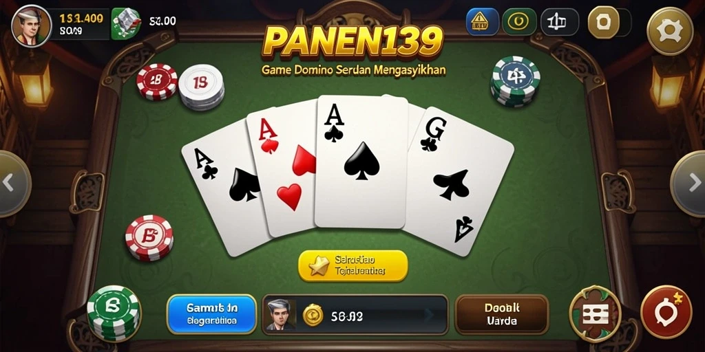 Screenshot gameplay PANEN138 dengan pemain sedang berkompetisi di meja domino.