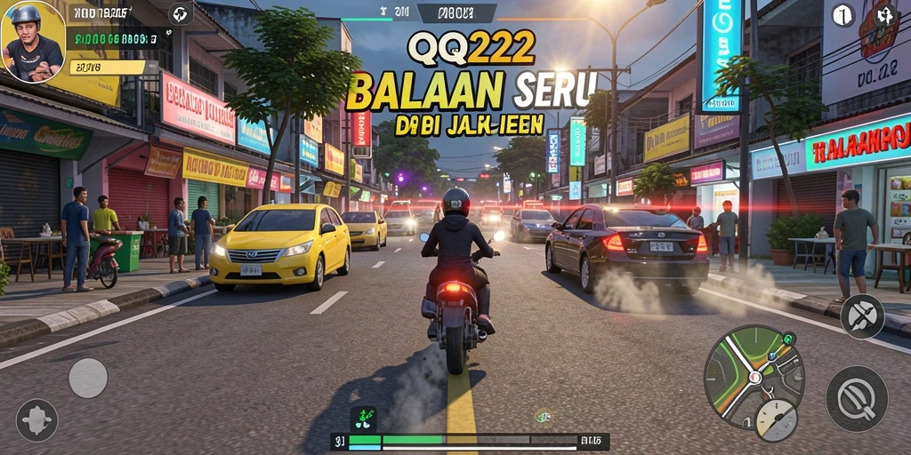 Gameplay QQ222 yang mendebarkan di trek balap.