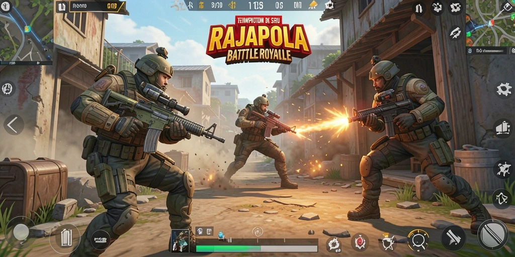 Screenshot gameplay RAJAPOLA menampilkan aksi seru dalam pertempuran.