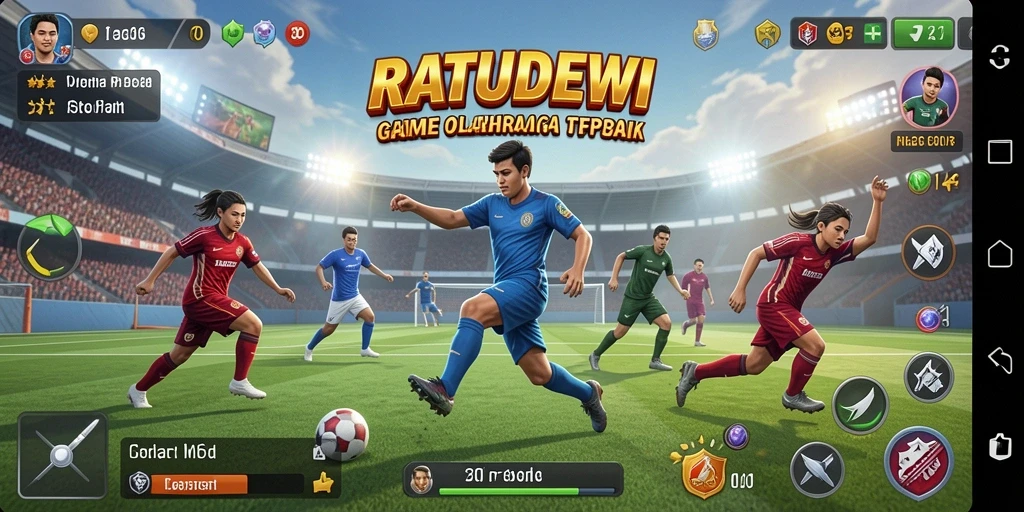 Tampilan gameplay seru dari RATUDEWI yang penuh aksi olahraga.
