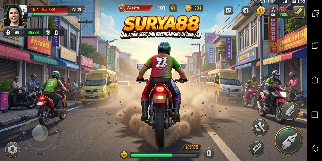 Tampilan seru dari balapan di SURYA88 dengan kendaraan cepat.