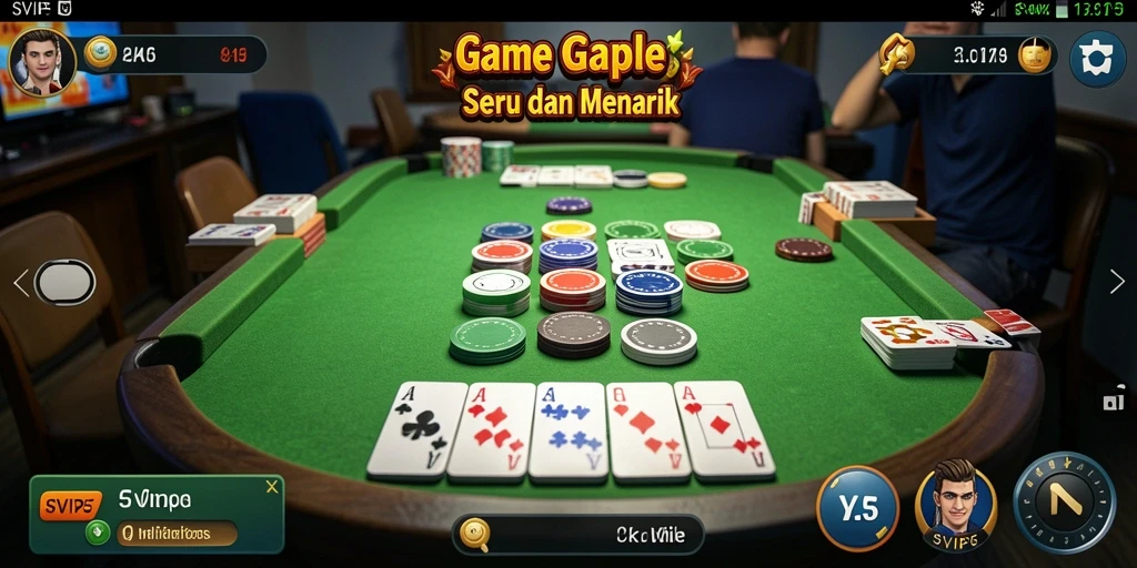 Tampilan gameplay SVIP5 saat bermain Gaple online.