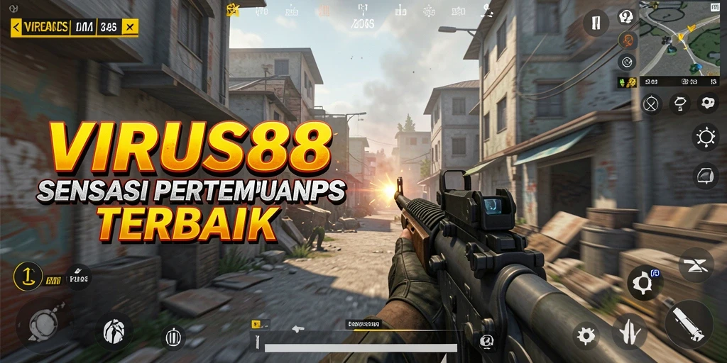 Tampilan gameplay mendebarkan dari <strong>VIRUS88</strong> dengan aksi FPS yang intens.